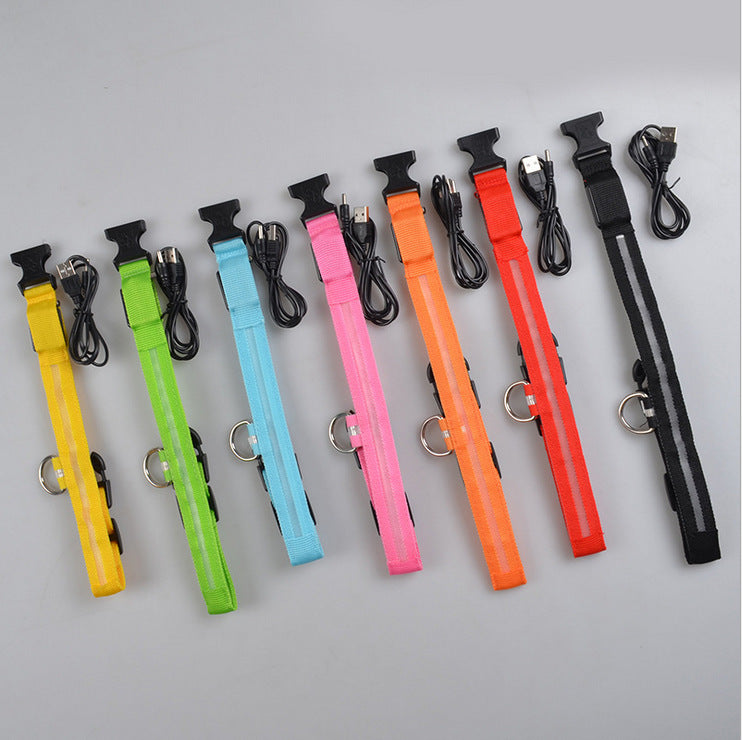 LED Dog Collar - Rechargeable Light-Up Safety Collar for Night Walks