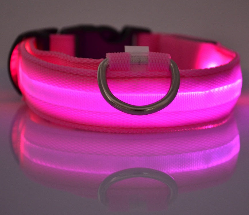 LED Dog Collar - Rechargeable Light-Up Safety Collar for Night Walks