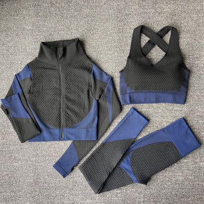 Women's Yoga Set - Long Sleeve Zip Jacket & Leggings Gym Suit