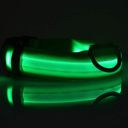 LED Dog Collar - Rechargeable Light-Up Safety Collar for Night Walks