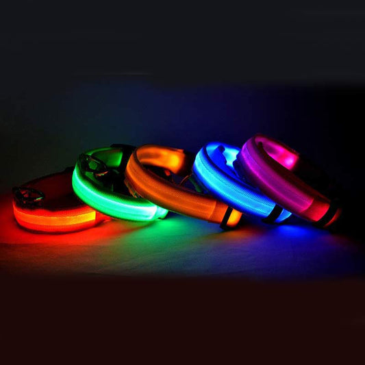 LED Dog Collar - Rechargeable Light-Up Safety Collar for Night Walks