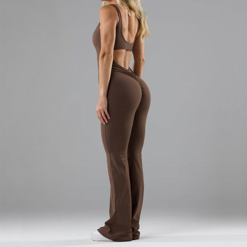 Seamless Yoga Bodysuit - Hollow Design Women's Activewear