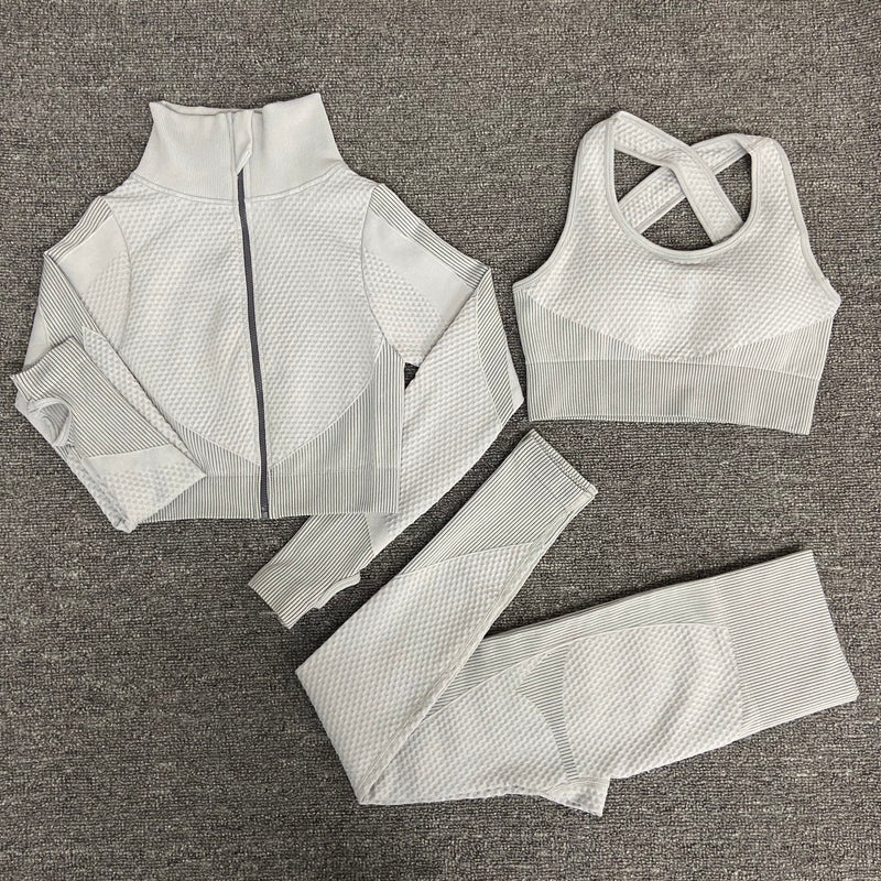Women's Yoga Set - Long Sleeve Zip Jacket & Leggings Gym Suit