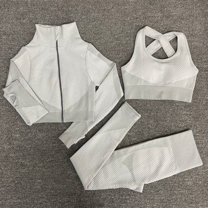 Women's Yoga Set - Long Sleeve Zip Jacket & Leggings Gym Suit