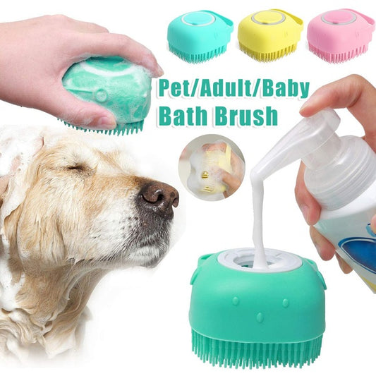 Silicone Dog Bath Brush Glove - Pet Massage & Shampoo Dispenser