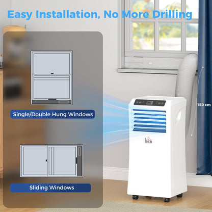 10000 BTU Portable Air Conditioner for Rooms Up to 441 Sq. Ft., 3-in-1 AC Unit with Cooling Fan, Dehumidifier, Sleep Mode, Remote Control, 24H Timer, Window Installation Kit, White