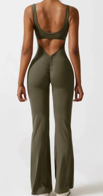 Seamless Yoga Bodysuit - Hollow Design Women's Activewear