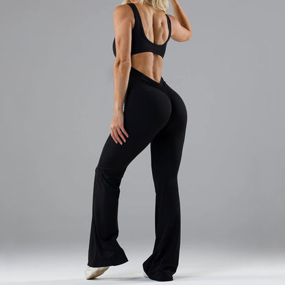 Seamless Yoga Bodysuit - Hollow Design Women's Activewear