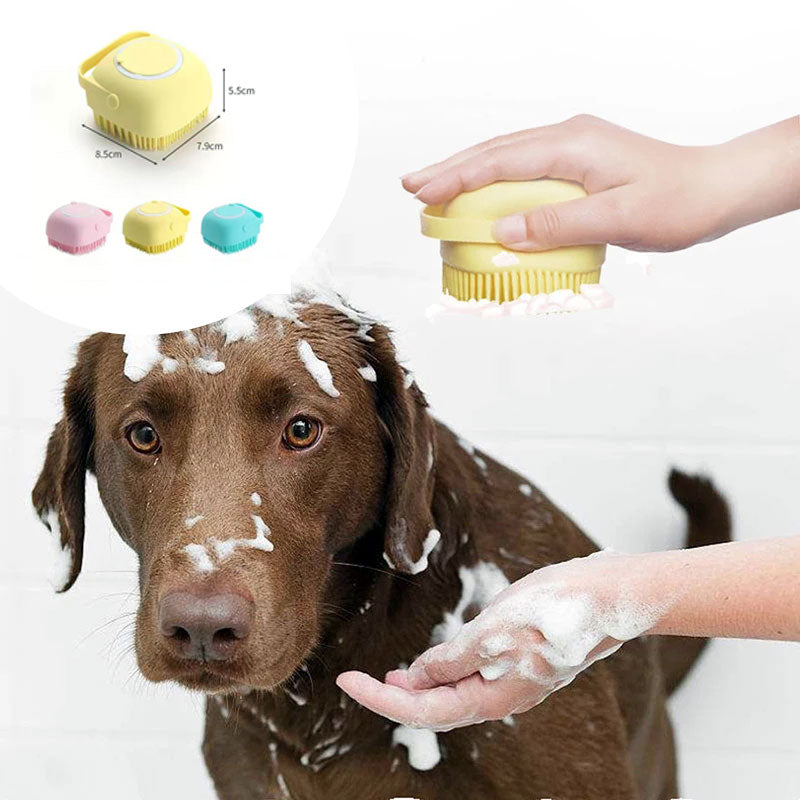 Silicone Dog Bath Brush Glove - Pet Massage & Shampoo Dispenser